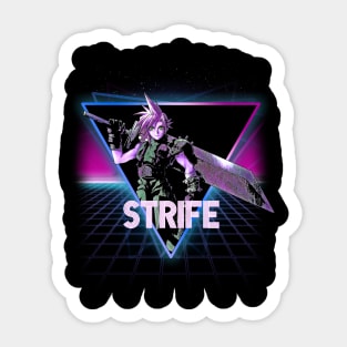 Final Fantasy VII Cloud Strife Retro 80s Neon Landscape Sticker